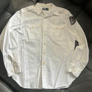 🏇🏽🏇🏽Original Deadstock Naval U.S.R.L. White button down Ralph Lauren Polo